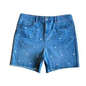 Style & Co Fray Hem Womens Shorts 10 June Blossom High Rise Slim Pocket Denim